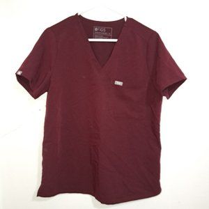 Figs Technical Collection Red Short Sleeve Scrub Top Pocket Womens Size Medium
